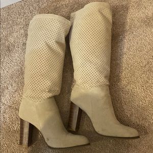 Tan knee length boots